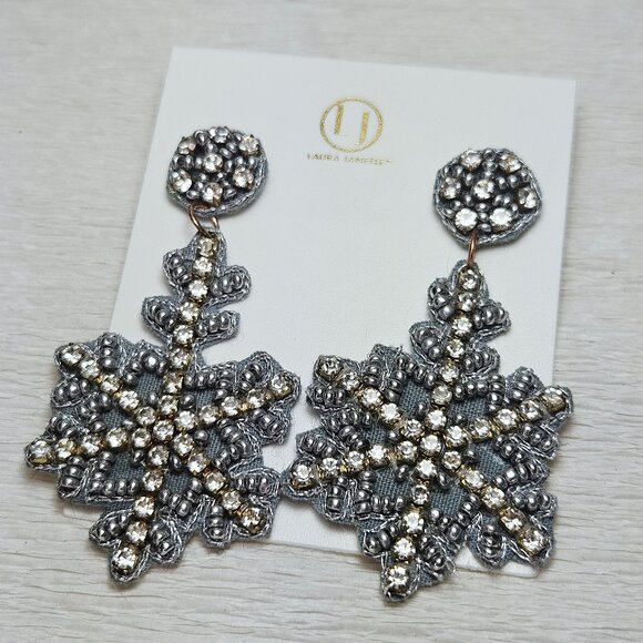 Rhinestone Snowflake Earrings Laura Janelle NWT - Picture 1 of 5